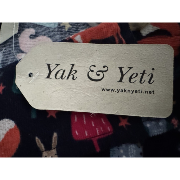 Yak & Yeti Shirt M/L Christmas Trees Animals Dark-Blue Cotton Corduroy Top NWT - Picture 9 of 12